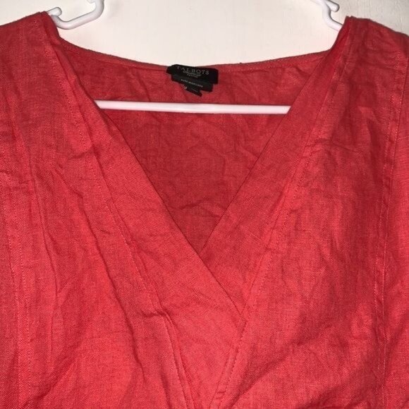 Talbots Womens Pure Irish Linen Red Sleeveless Top 6P - Picture 2 of 9